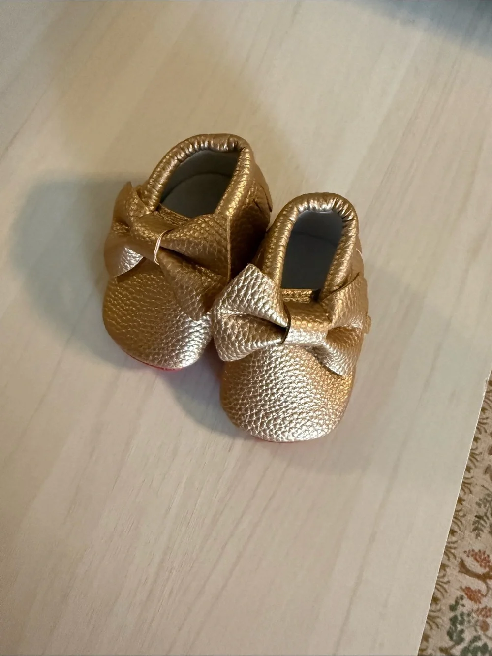 Gold Bow Baby Moccasins - Kids Shoes